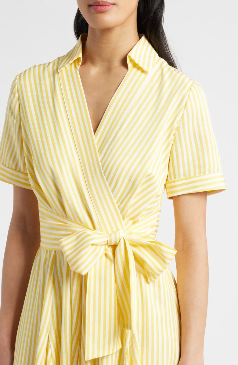 Tahari ASL Stripe Tie Waist Poplin Midi Shirtdress, Alternate, color,