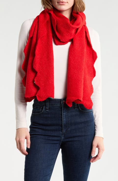 Ribbed Scalloped Edge Scarf
