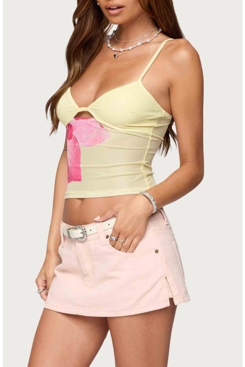 Alanah Flower Keyhole Mesh Camisole, Alternate, color, YELLOW