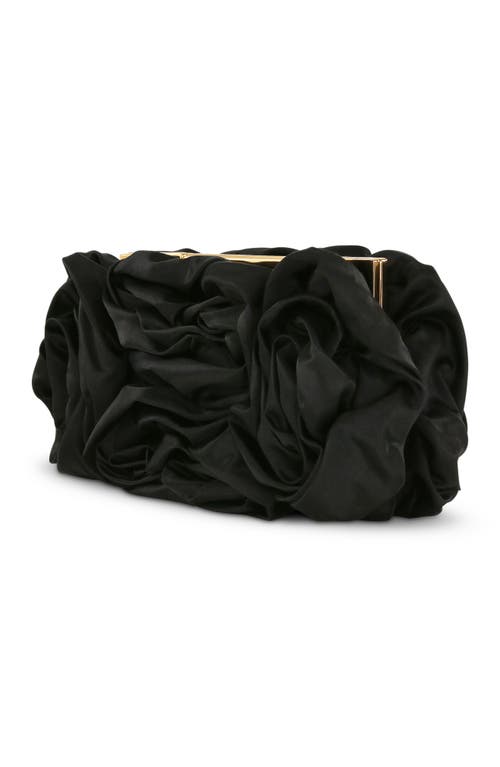 Badgley Mischka Jett Silk Satin Rosette Clutch In Black