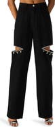 Steve Madden Ayla Embellished Slit Straight Leg Jeans