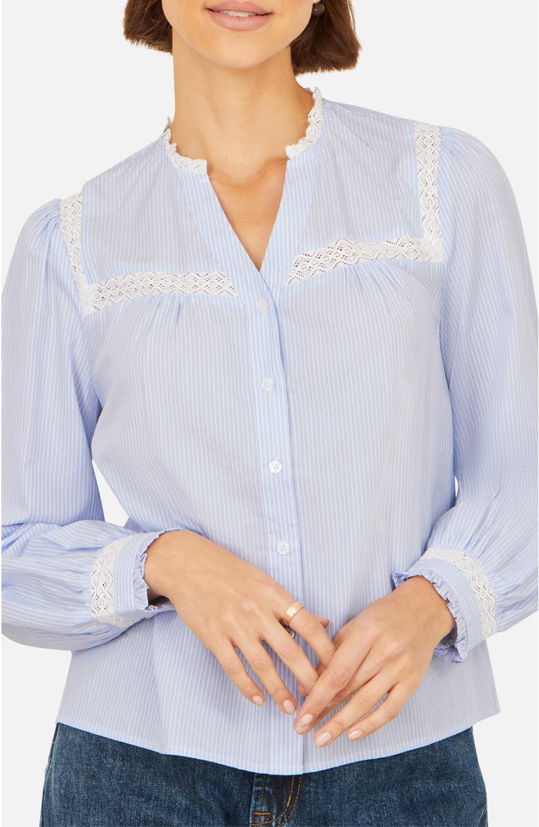 Yumi Stripe Shirt With Lace Detail, Alternate, color, Blue