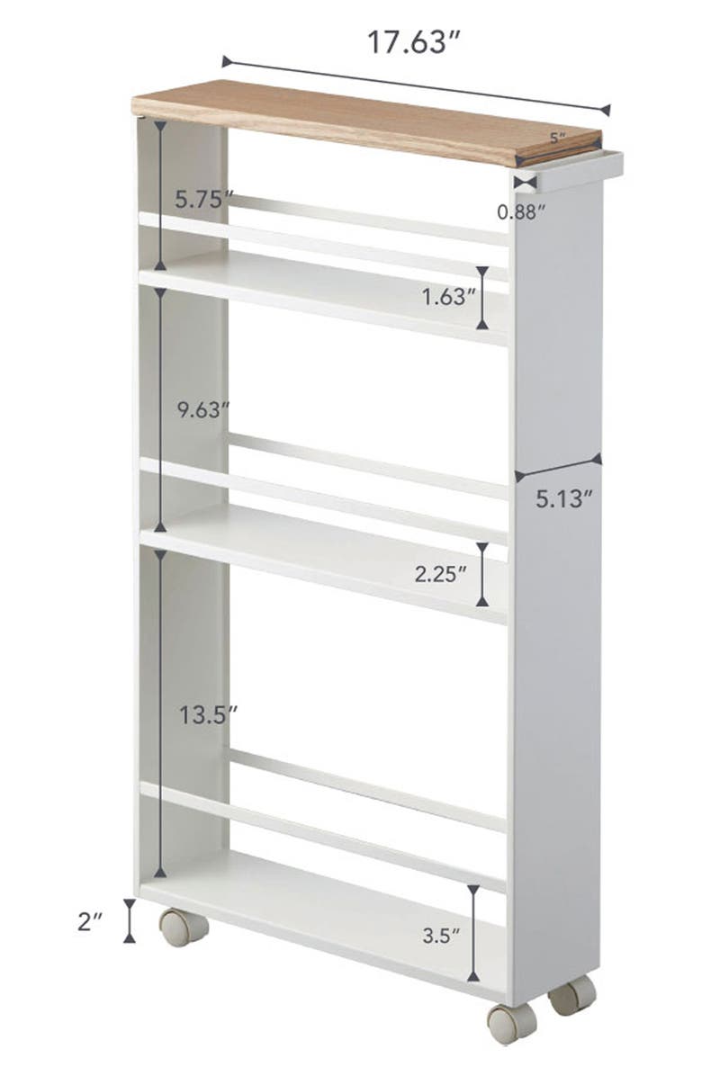 Yamazaki Steel Rolling Storage Cart, Alternate, color, White