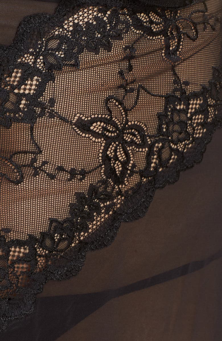 Oh La La Cheri Valentine Soft Cup Babydoll Chemise & G-String Thong, Alternate, color, Black