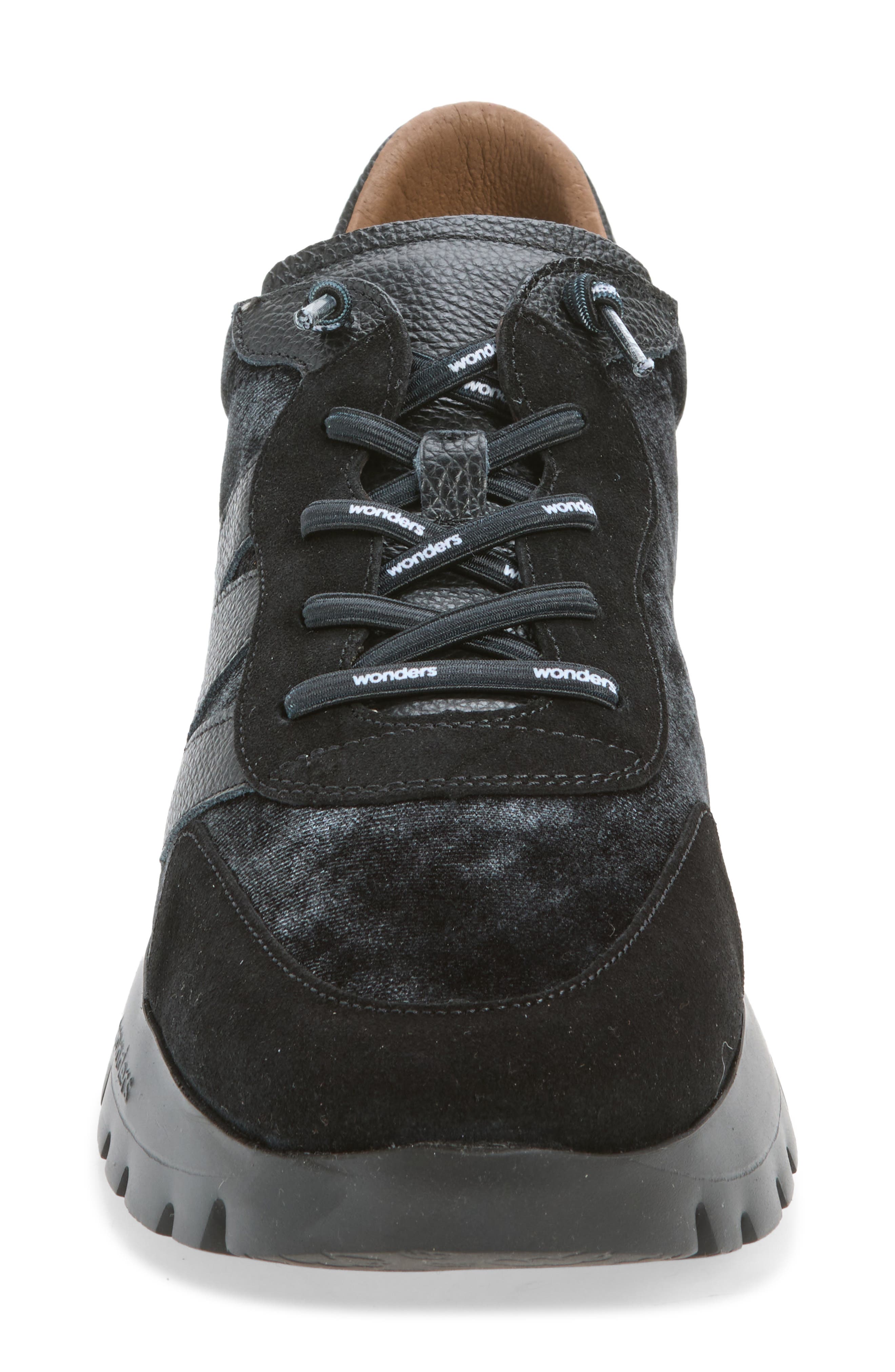 Velvet Platform Sneaker, Alternate, color, BLACK