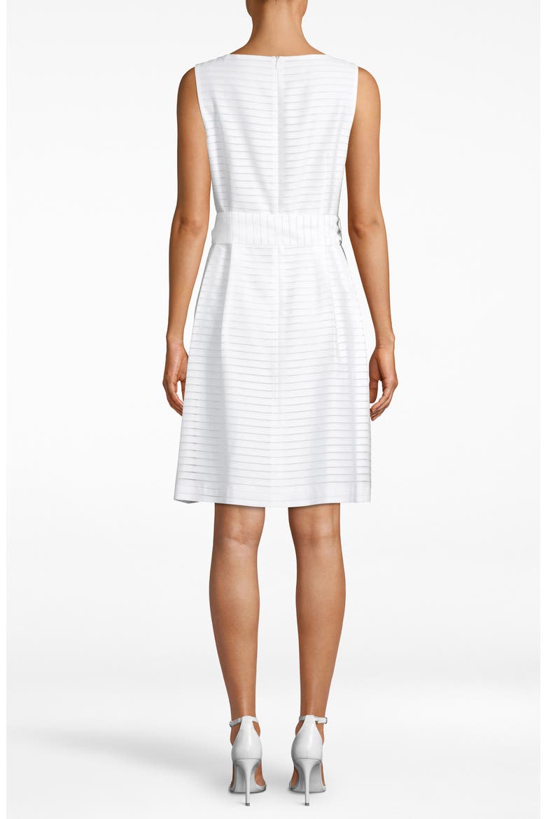 Sheer Stripe Sleeveless Fit & Flare Dress, Alternate, color, WHITE