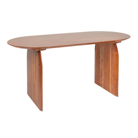 Pill-Shaped Dining Table with Half-Moon Base