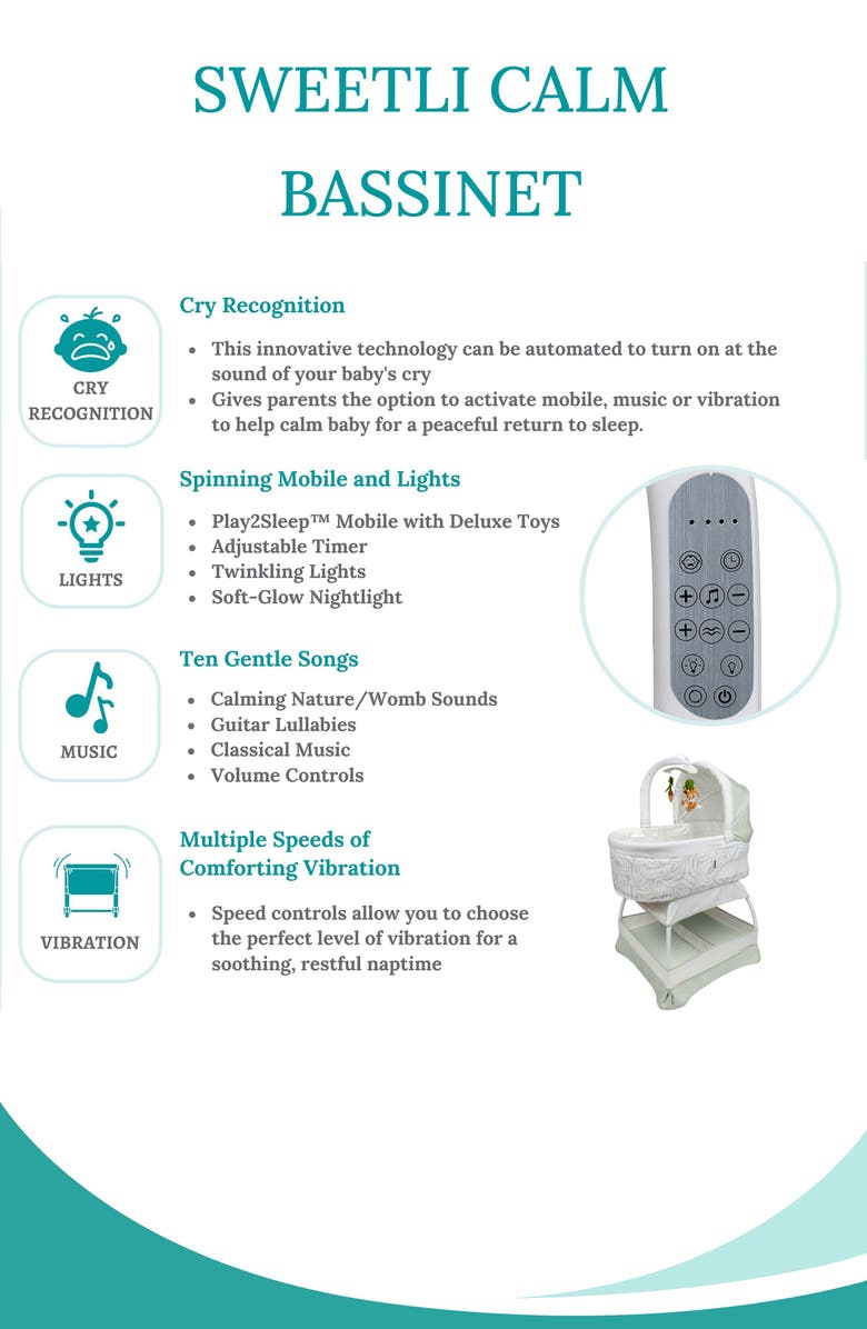 Little Partners TrüBliss<sup>™</sup> Sweetli Calm Bassinet, Alternate, color, Sage Fern Leaves
