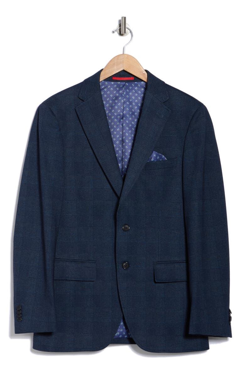 Glen Plaid Knit Sport Coat, Alternate, color, NAVY