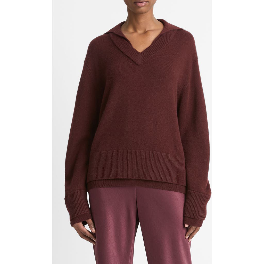 Vince Collared Layered Sweater In Black Rose