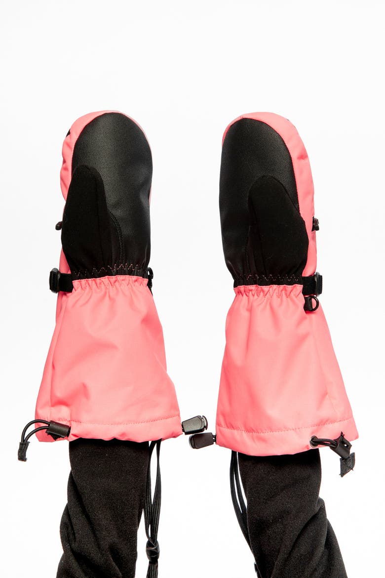 Teknik Zip Pocket Rubberized Palm Winter Mittens, Alternate, color, Neon Coral