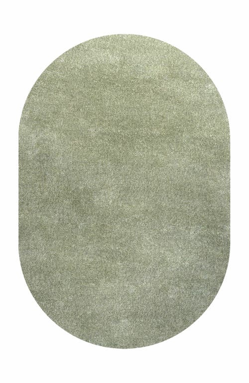 JONATHAN Y Haze Solid Low-Pile Oval Area Rug in Jade/green 