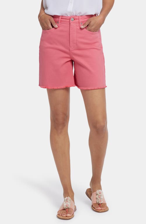 Nydj Berkyn Relaxed High Rise Jean Shorts In Optic White In Spiced Coral