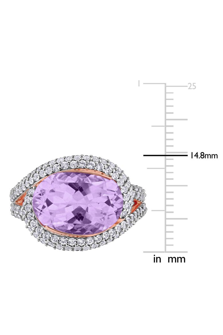 Amethyst & Lab-Created White Sapphire Halo Ring, Alternate, color, Pink Amethyst
