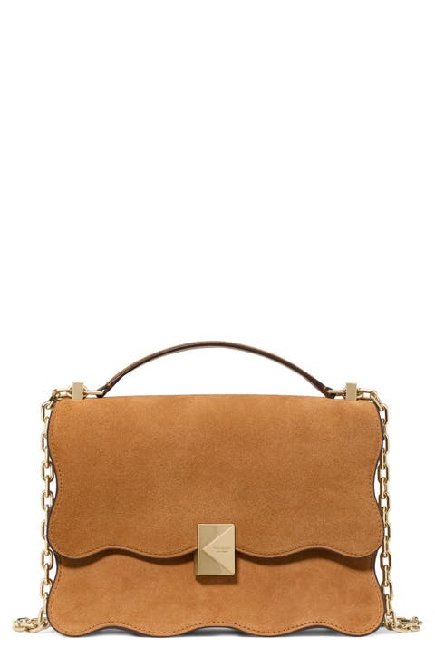 deco wavy suede convertible crossbody bag