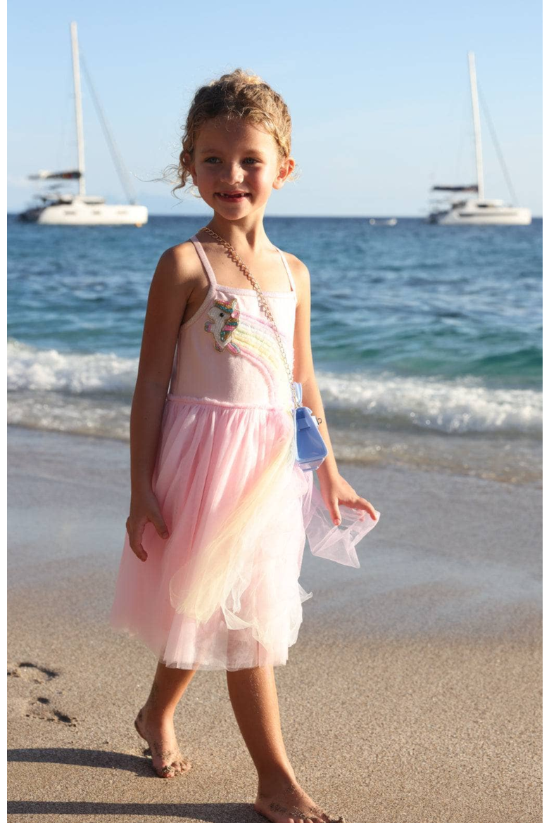 Unicorn Rainbow Tulle Dress, Alternate, color, Pink