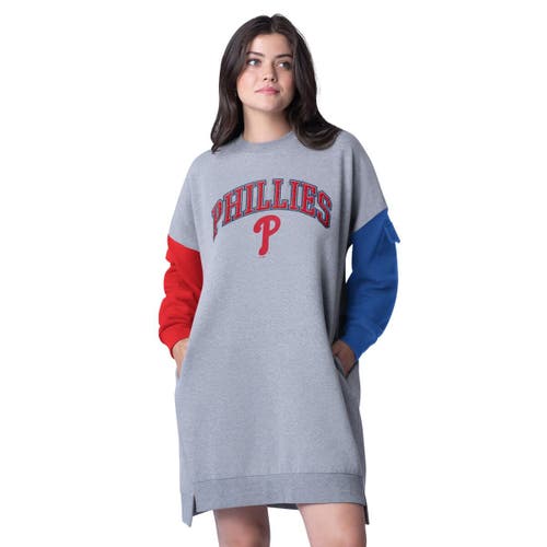 G-iii 4her By Carl Banks Heather Gray Philadelphia Phillies Free Ball Long Sleeve Sneaker Dress