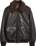 Frye Leather Aviator Jacket with Faux Fleece Collar