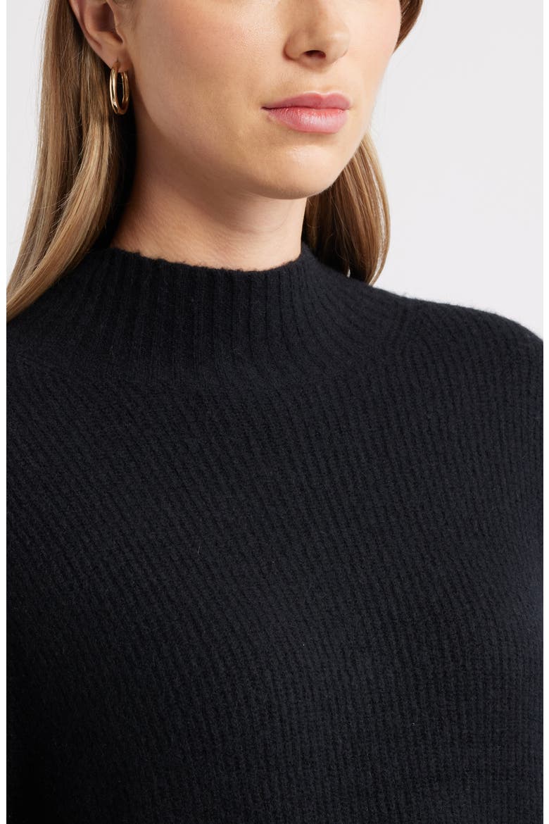 Shirttail Mock Neck Sweater, Alternate, color, BLACK