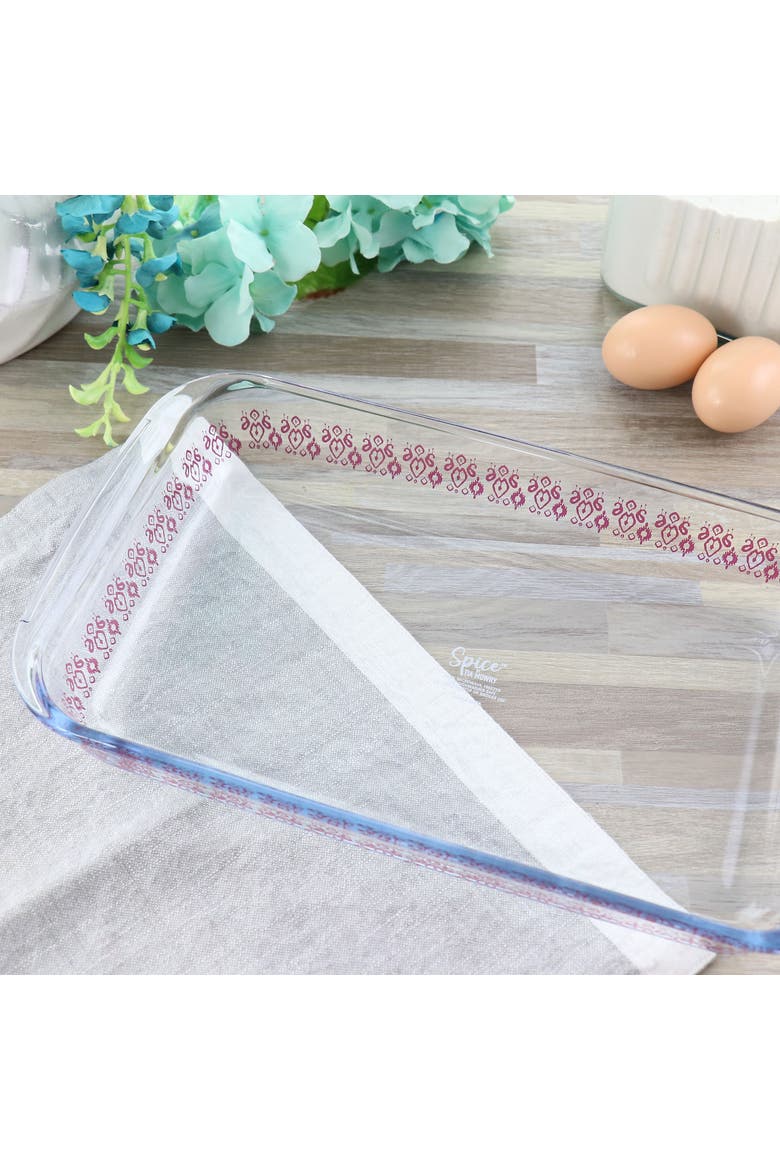 2.3 Quart Spicy Cloves Glass Rectangular Baker, Alternate, color, Pink