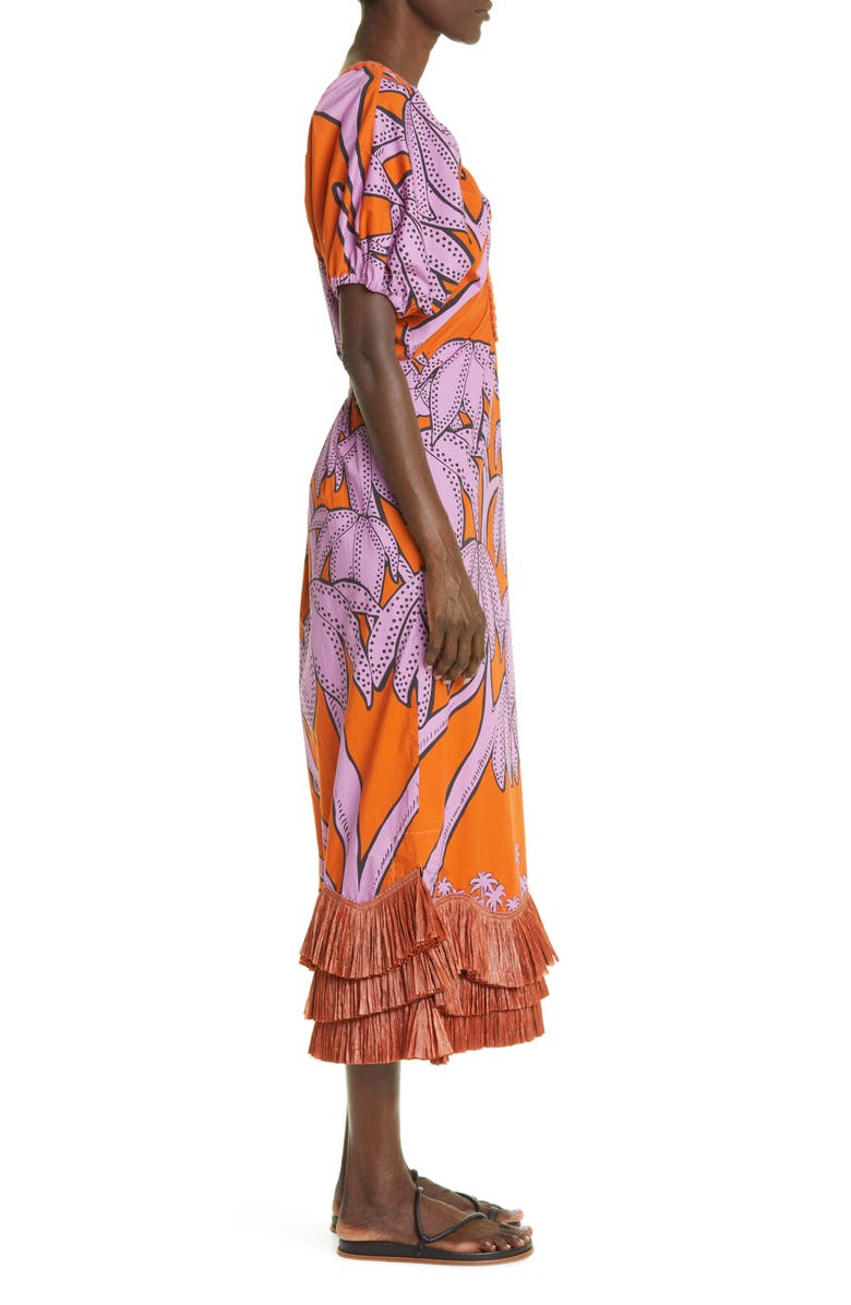 Johanna Ortiz Aventuras Coloridas Raffia Fringe Midi Dress, Alternate, color,