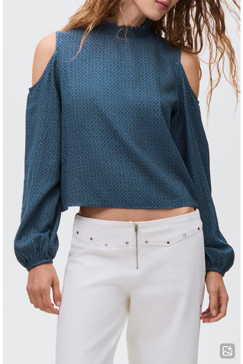 Print Cutout Top, Main, color, NAVY