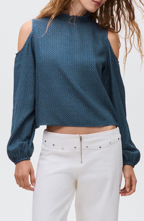 Mango Teen Print Cutout Top In Blue