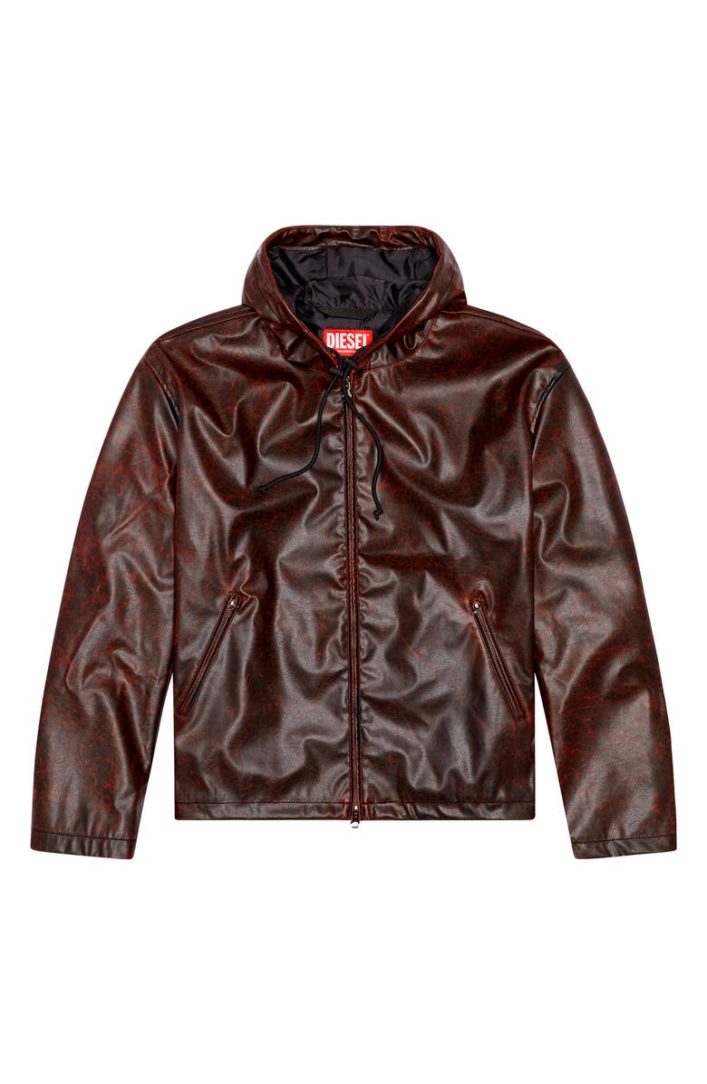 DIESEL<sup>®</sup> Ram Hooded Faux Leather Jacket, Alternate, color, 