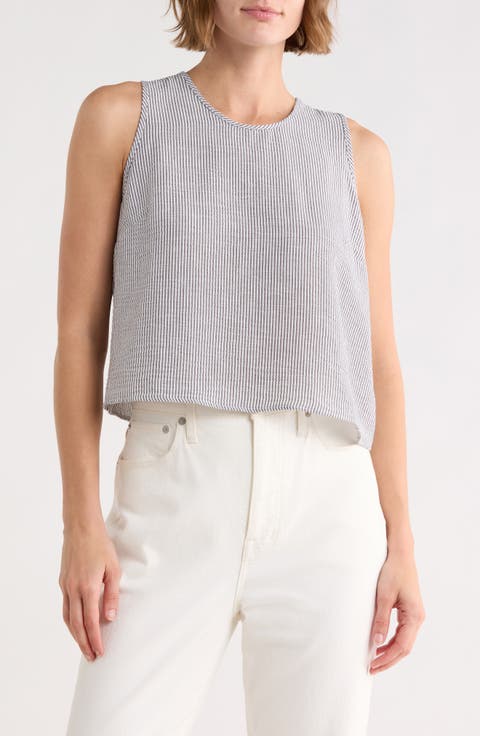 Stripe Sleeveless Cotton Top