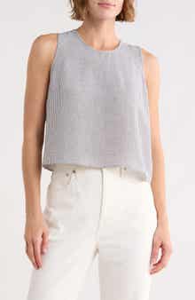 Renee C Stripe Sleeveless Cotton Top