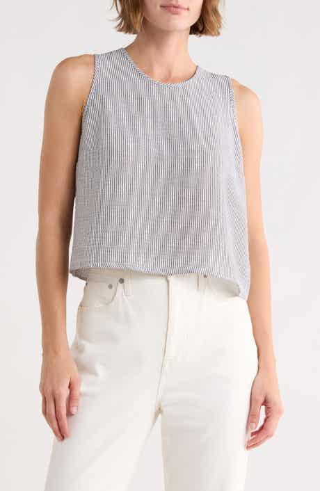Renee C Stripe Sleeveless Cotton Top