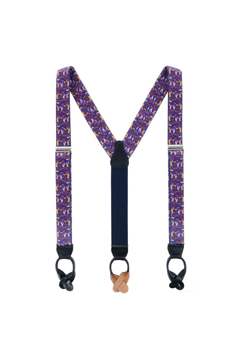 Toast The Night Away Silk Button End Suspenders, Alternate, color, Multiple