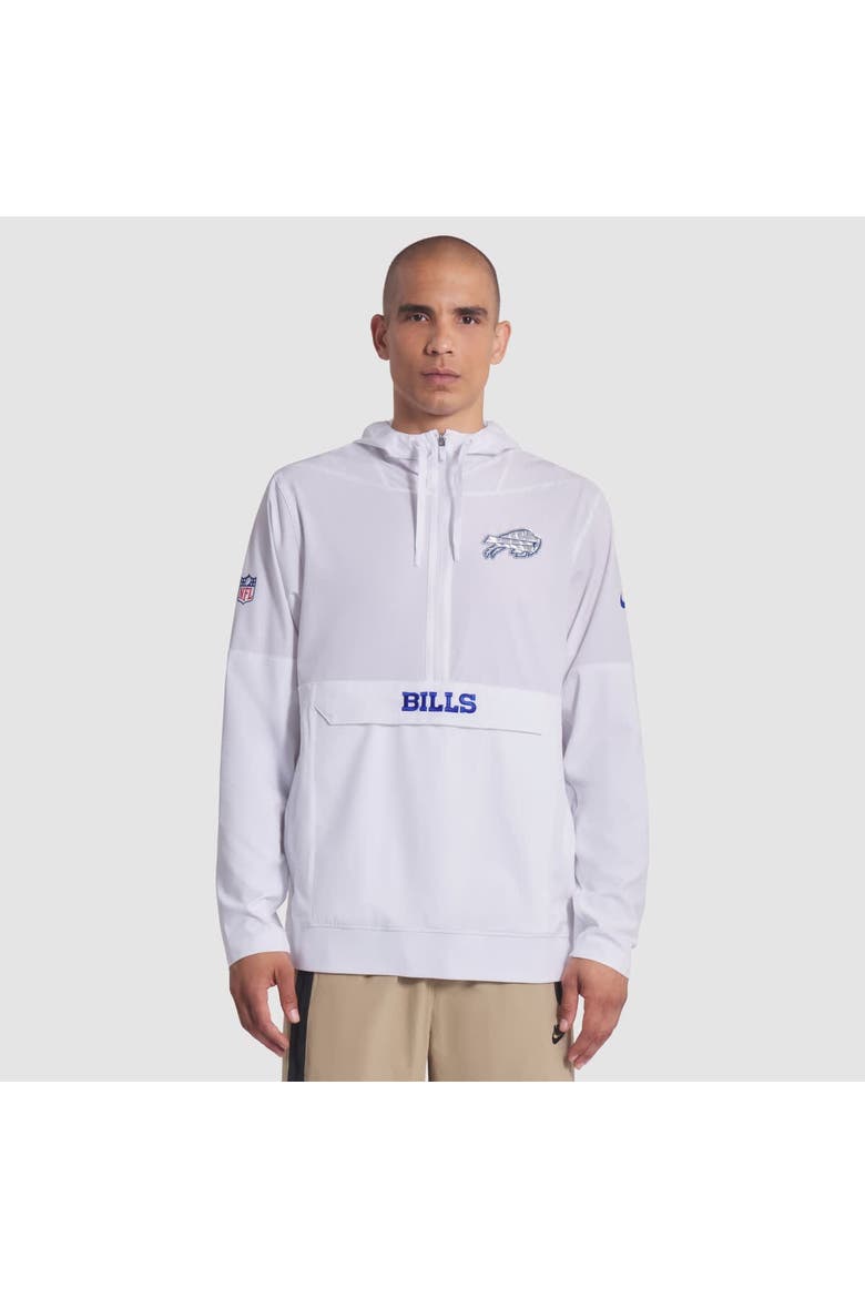 Men's Nike White Buffalo Bills 2025 Rivalries Collection Sideline Anorak Half-Zip Hoodie Jacket, Main, color, White