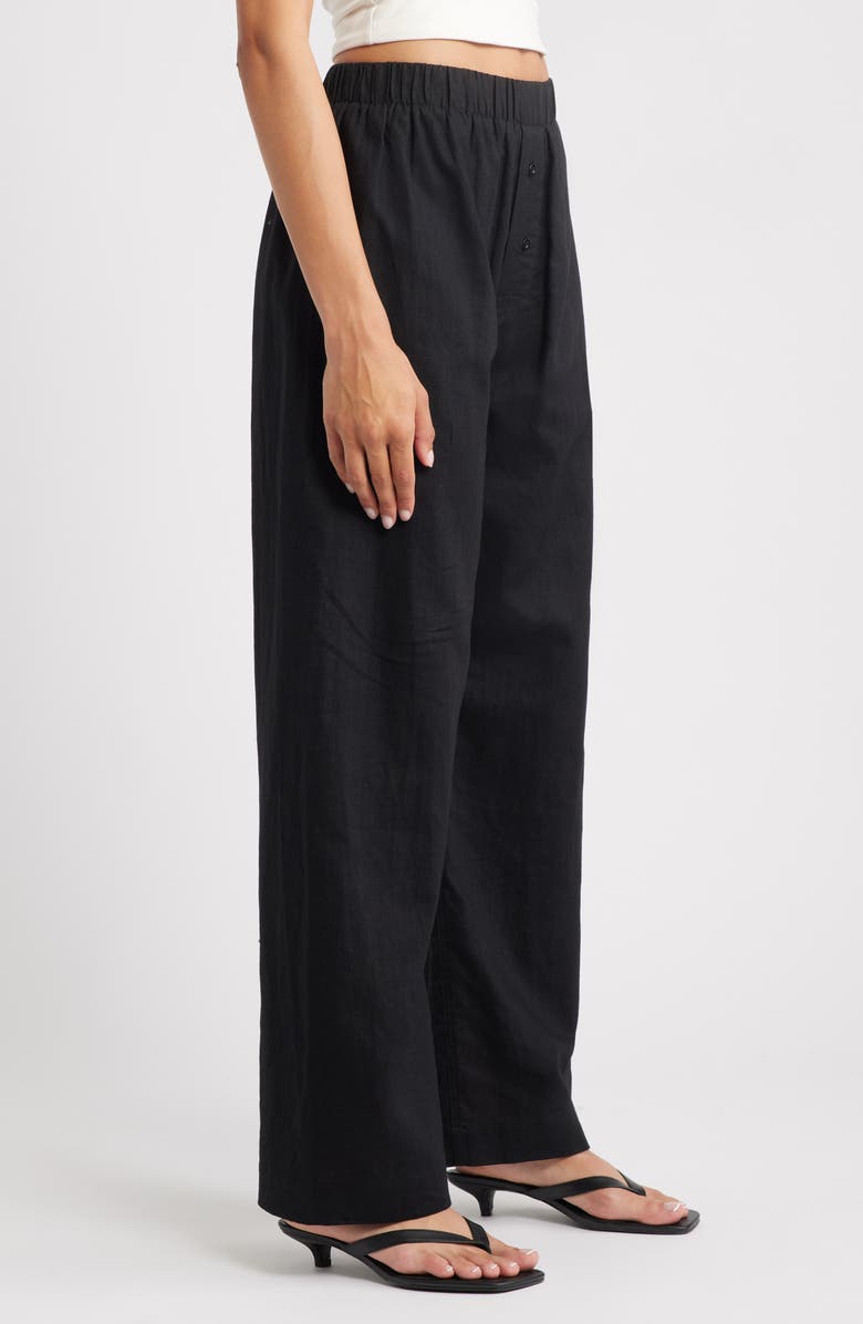 ARTLESS FOREVER Pull-On Linen & Cotton Wide Leg Pants, Alternate, color, Black
