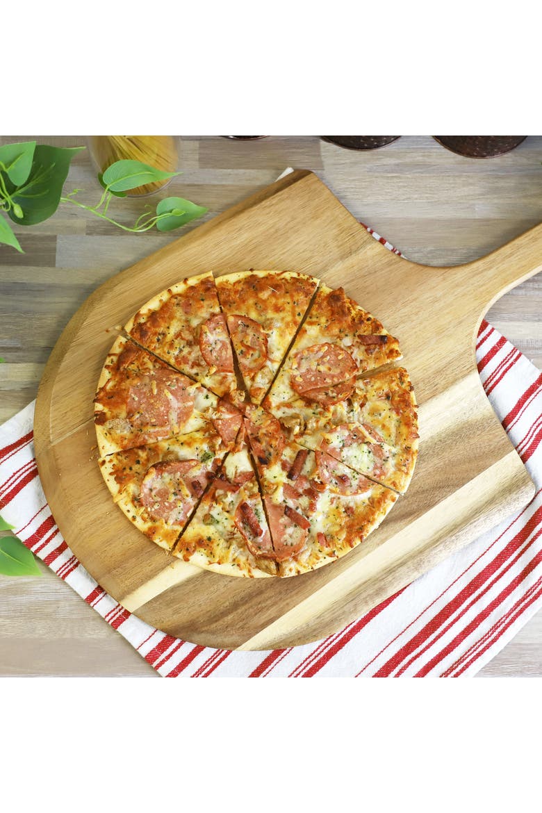 Acacia Wood Pizza Peel and Serving Board, Alternate, color, Acacia
