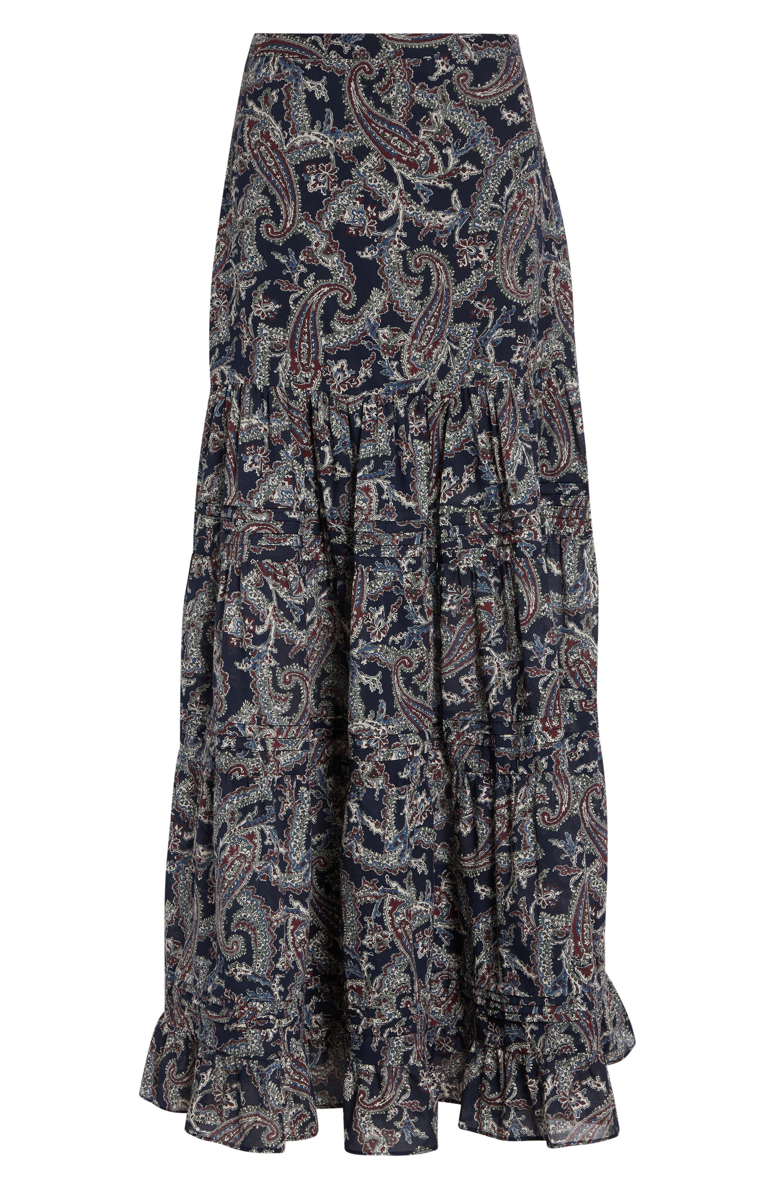 Veronica Beard Heatheralyn Paisley Tiered Cotton Skirt In Multi