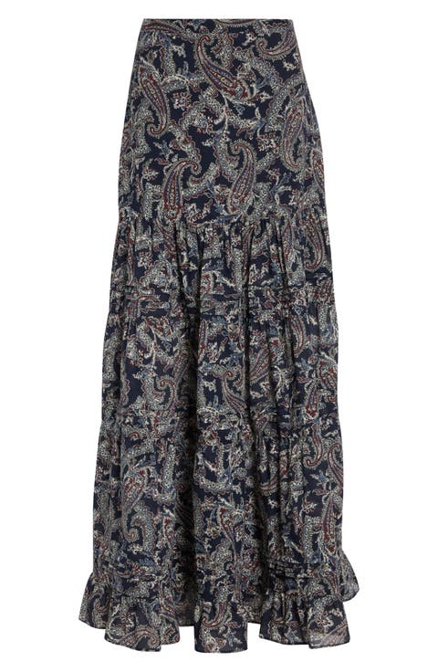 Heatheralyn Paisley Tiered Cotton Skirt