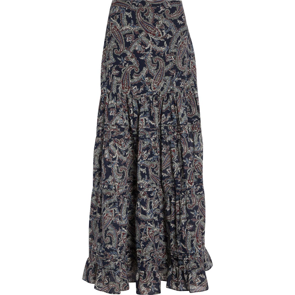 Veronica Beard Heatheralyn Paisley Tiered Cotton Skirt In Multi