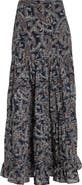 Veronica Beard Heatheralyn Paisley Tiered Cotton Skirt