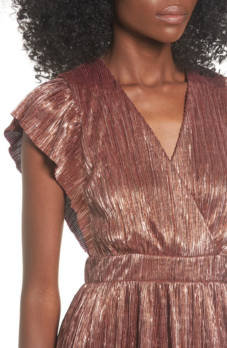 Leith Metallic Open Back Midi Dress, Alternate, color, 