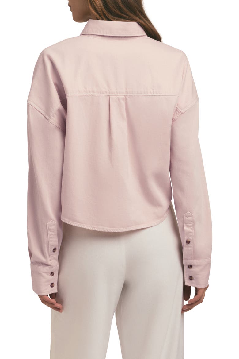 The Crop Cotton Blend Button-Up Shirt, Alternate, color, PALE PINK