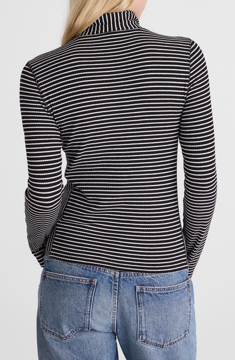 Madewell Stripe Rib Turtleneck Top, Alternate, color, Winter White