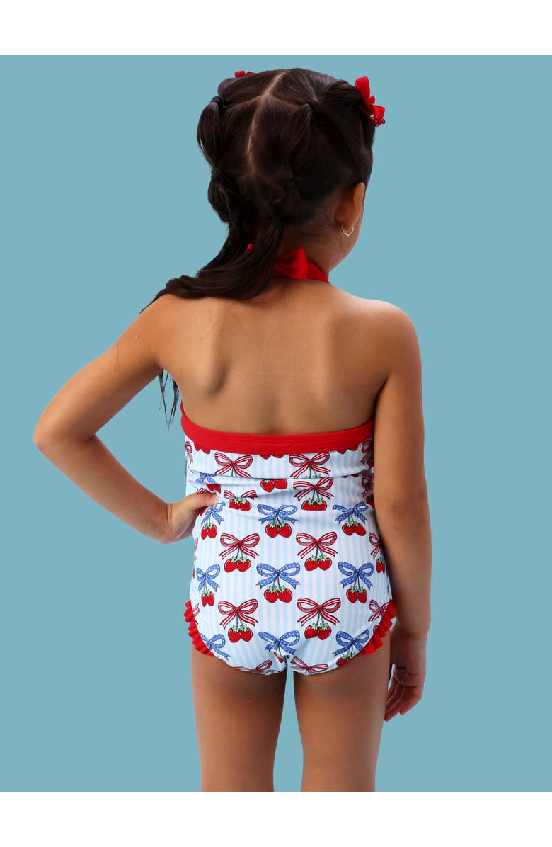 RuffleButts Halter UPF50+ One Piece Swimsuit, Alternate, color, Berries & Bows