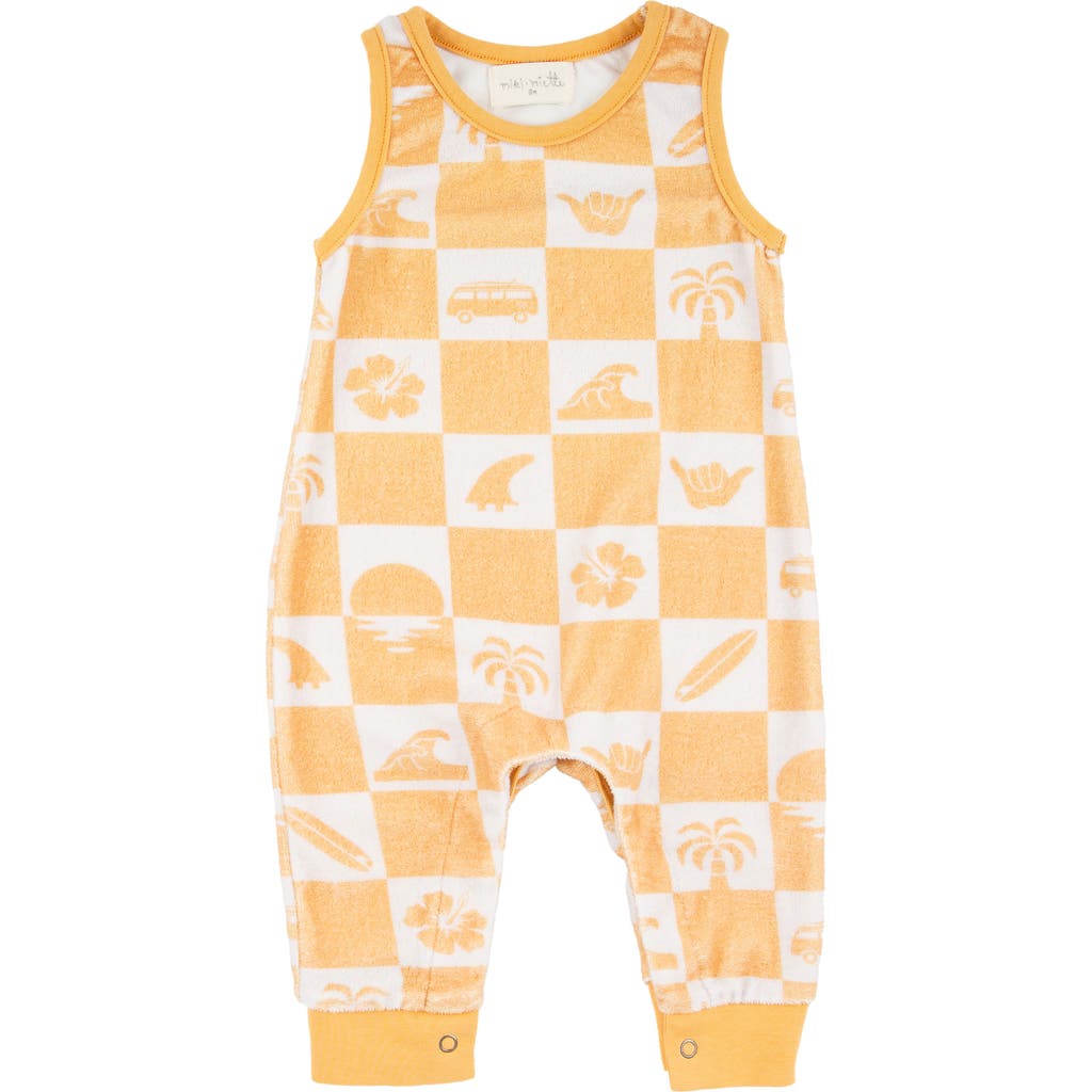 Shop Miki Miette Drew Check Print Cotton Terry Tank Romper In Point Break
