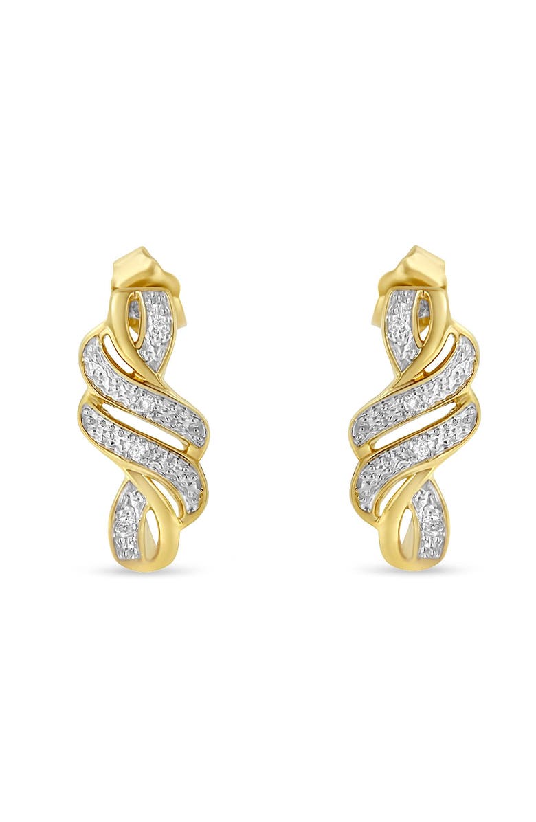 Haus of Brilliance Yellow Plated Silver Round Diamond Swirl Earrings, Main, color, Yellow