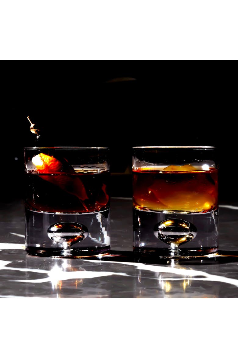 Crystal Bubble Heavy Base Whiskey Glass Tumbler - Set of 4, Alternate, color, Clear