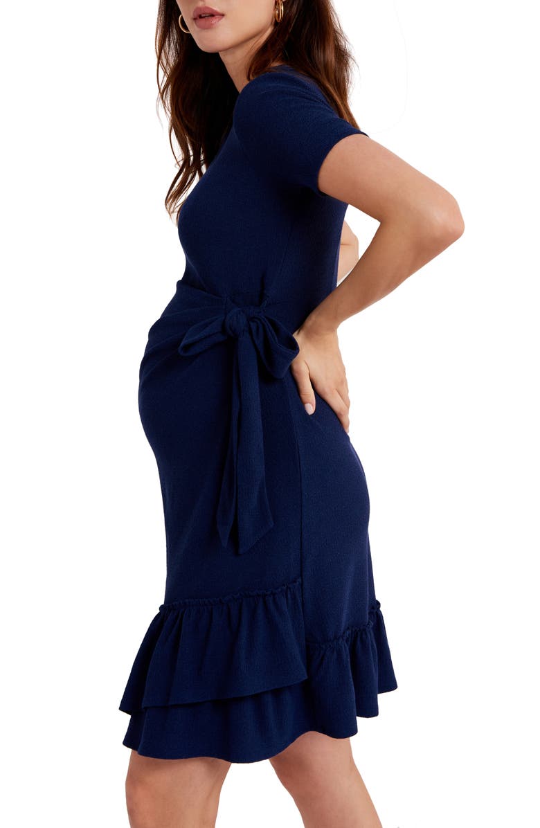 A PEA IN THE POD Side Tie Ruffle Hem Maternity Minidress, Alternate, color,