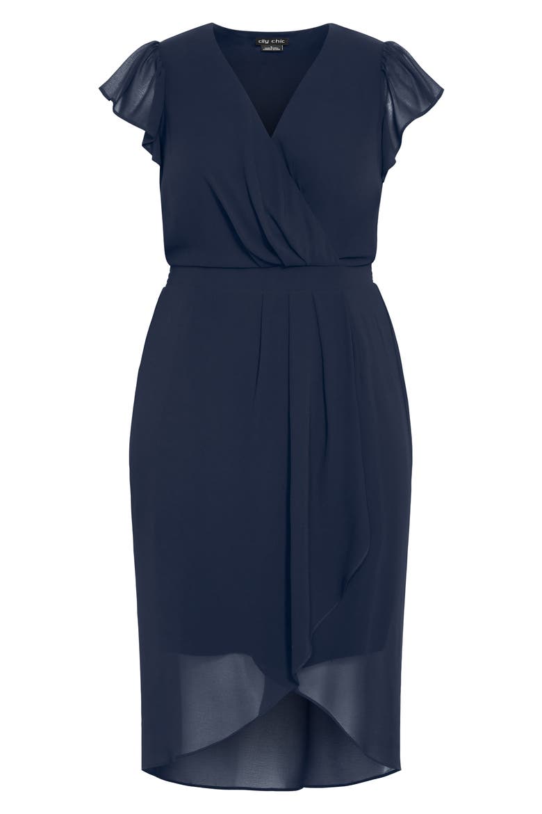 Faux Wrap Sheath Dress, Alternate, color, TRUE NAVY