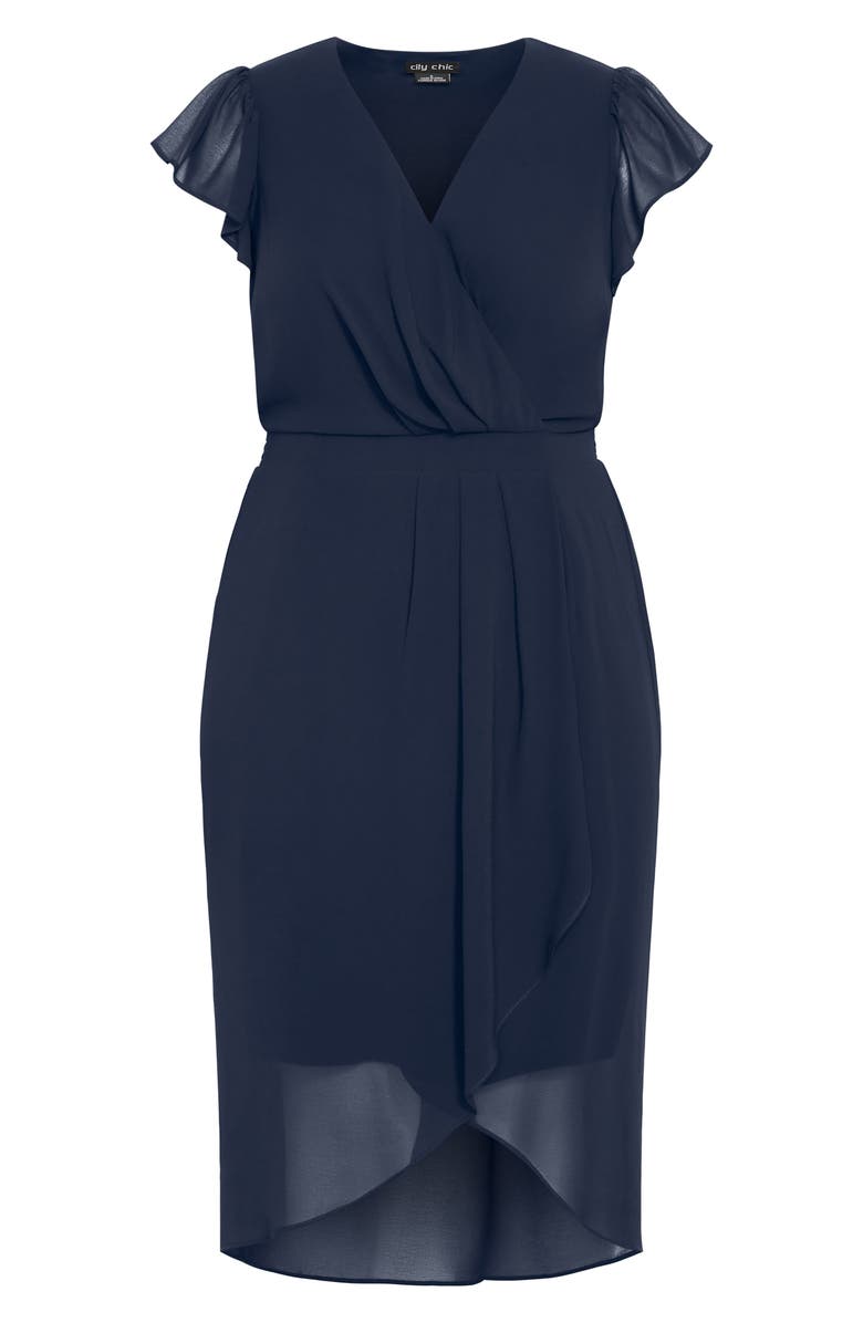 City Chic Faux Wrap Sheath Dress, Main, color, True Navy