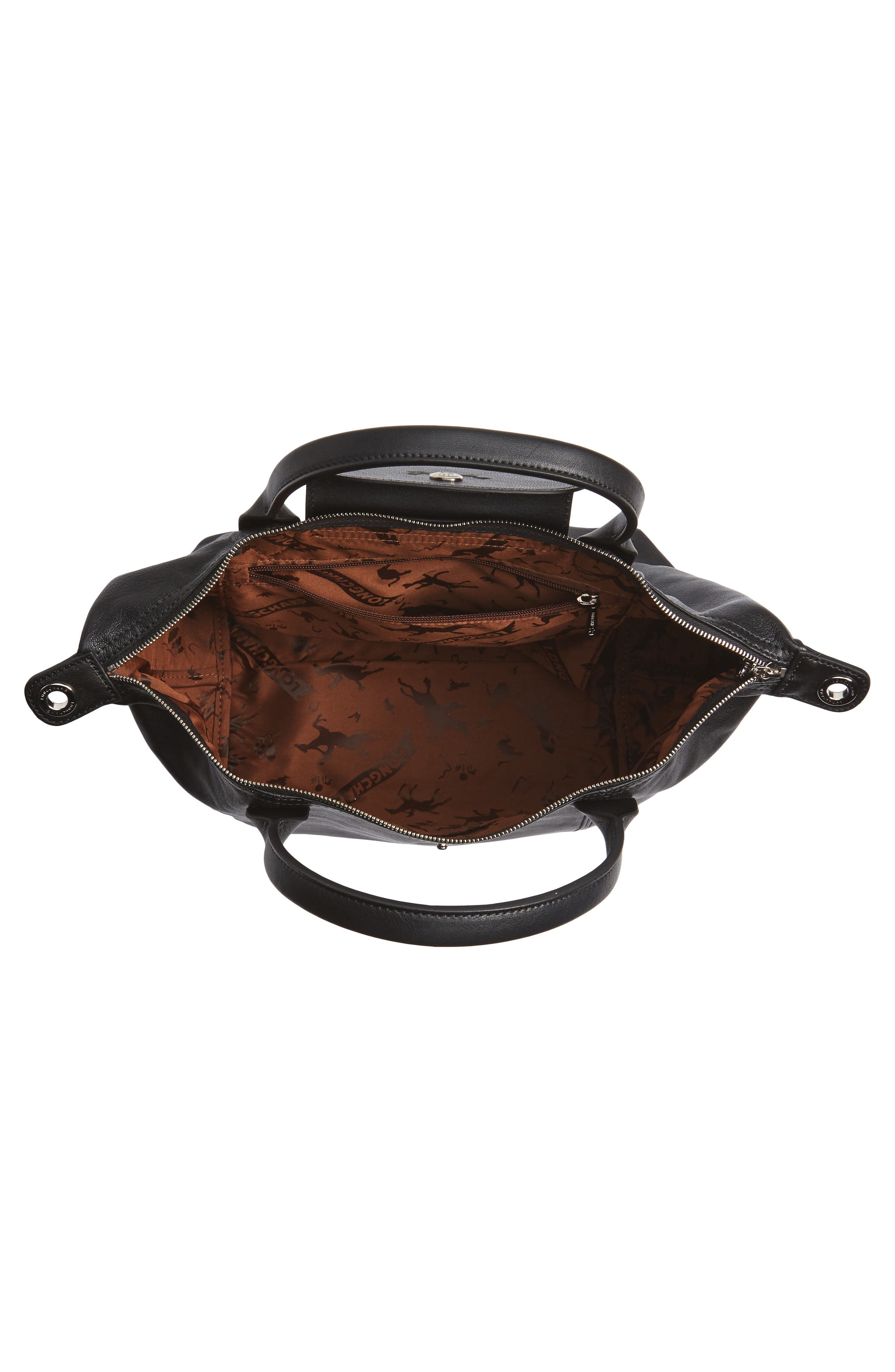 Longchamp Small 'Le Pliage Cuir' Leather Top Handle Tote, Alternate, color, 